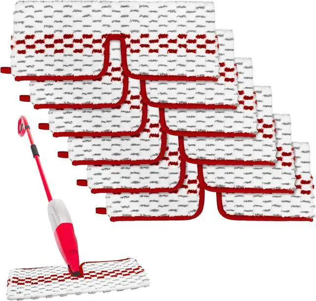 Main image of Spray Mop Pads Compatible with Promist Max Spray Mop, Reusable Spray Mop Refills for Ocedar Promist Max Microfiber Spray Mop, Double Sided Usable Mop Pads for Dry Wet Floor Cleaning (6 Pack Red)