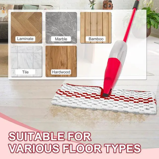 Alt view image 5 of 7 - Spray Mop Pads Compatible with Promist Max Spray Mop, Reusable Spray Mop Refills for Ocedar Promist Max Microfiber Spray Mop, Double Sided Usable Mop Pads for Dry Wet Floor Cleaning (6 Pack Red)