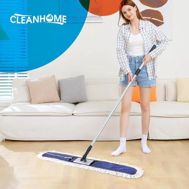 Alt view image 2 of 7 - 36" Commercial Dust Mops & Floor Sweeper with 59" Extendable Long Handle, Heavy Duty Wet and Dry Mop for Tile Hardwood Floor Cleaning, Fit for Hotel Hospital School Gym