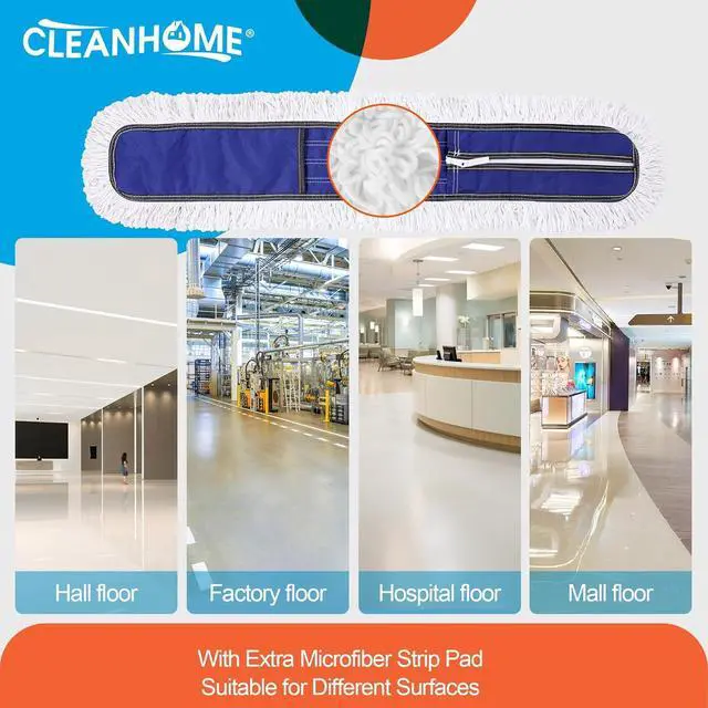 Alt view image 6 of 7 - 36" Commercial Dust Mops & Floor Sweeper with 59" Extendable Long Handle, Heavy Duty Wet and Dry Mop for Tile Hardwood Floor Cleaning, Fit for Hotel Hospital School Gym