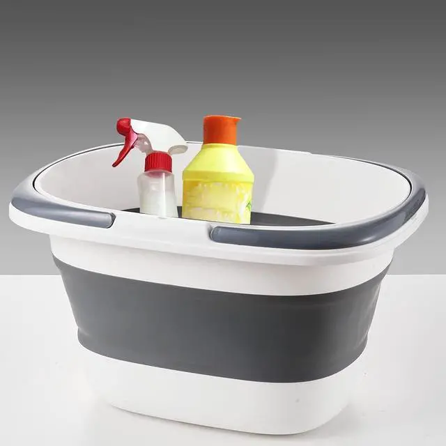 Alt view image 7 of 7 - Large Collapsible Mop Bucket 4.2 Gallon(16L) with Handle for House Cleaning, Space Saving Outdoor Multiuse Foldable Water Pail for Camping, Fishing, RV(1, Grey)