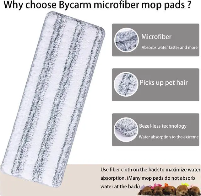 Alt view image 4 of 6 - Microfiber Flat Mop Pads (8-Pack Refill13 X 4.9) for 13 Flat Mop, Washable and Reusable for Floor Cleaning, Replacement Mop Pads for 13-inch Flat Mop