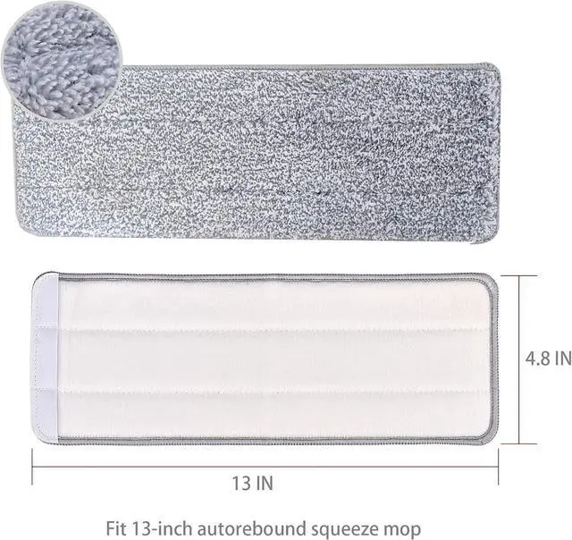 Alt view image 5 of 6 - Microfiber Flat Mop Pads (8-Pack Refill13 X 4.9) for 13 Flat Mop, Washable and Reusable for Floor Cleaning, Replacement Mop Pads for 13-inch Flat Mop