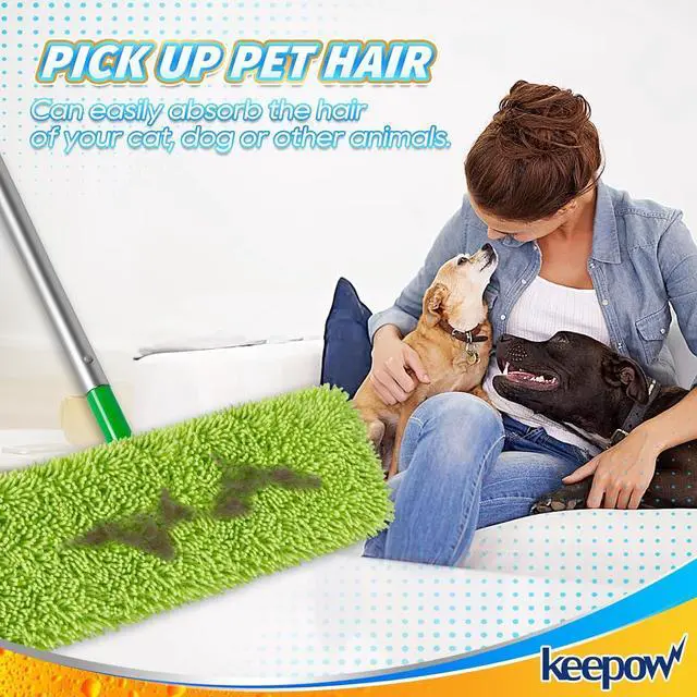 Alt view image 4 of 7 - KEEPOW Reusable XL Mop Pads Compatible with Swiffer XL Sweeper, XL Dry Sweeping Cloths, XL Wet Mopping Cloths, Washable Microfiber XL Wet Pads Refills for Surface/Hardwood Floor Cleaning, 8 Pack