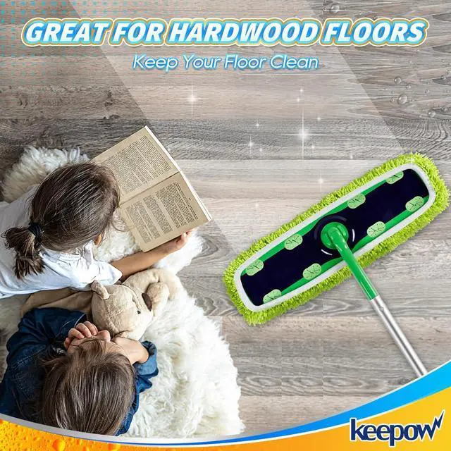 Alt view image 6 of 7 - KEEPOW Reusable XL Mop Pads Compatible with Swiffer XL Sweeper, XL Dry Sweeping Cloths, XL Wet Mopping Cloths, Washable Microfiber XL Wet Pads Refills for Surface/Hardwood Floor Cleaning, 8 Pack