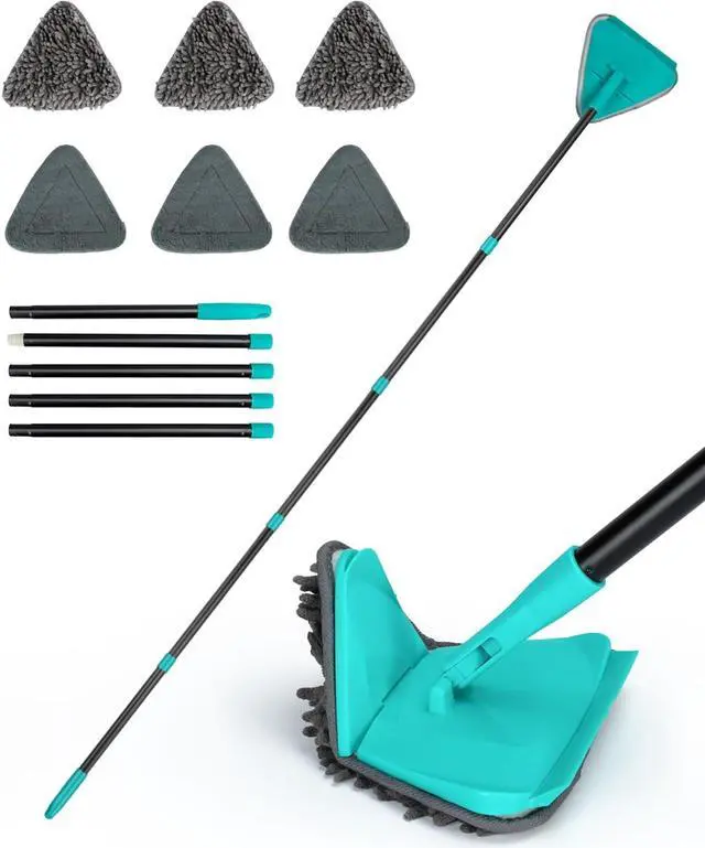 Main image of MAVRIZ Wall Mop with 80" Long Handle Baseboard Cleaner Tool with 6 Replacement Microfiber Chenille Pads 360° rotatable Wall Cleaner Mop for Ceiling Window Floor