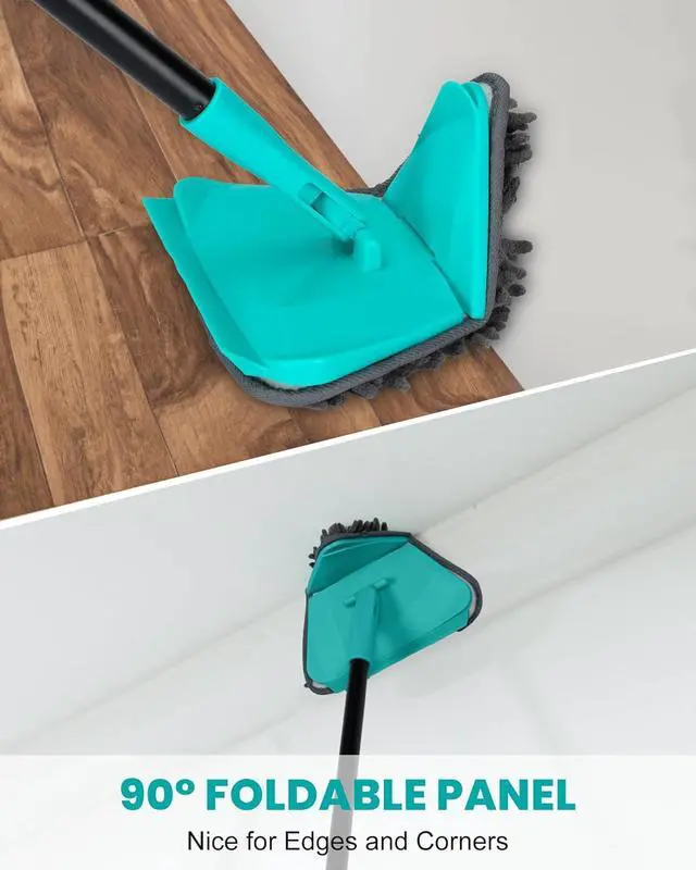 Alt view image 3 of 7 - MAVRIZ Wall Mop with 80" Long Handle Baseboard Cleaner Tool with 6 Replacement Microfiber Chenille Pads 360° rotatable Wall Cleaner Mop for Ceiling Window Floor