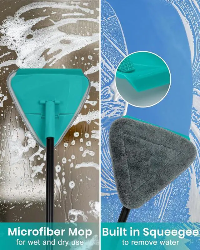 Alt view image 5 of 7 - MAVRIZ Wall Mop with 80" Long Handle Baseboard Cleaner Tool with 6 Replacement Microfiber Chenille Pads 360° rotatable Wall Cleaner Mop for Ceiling Window Floor