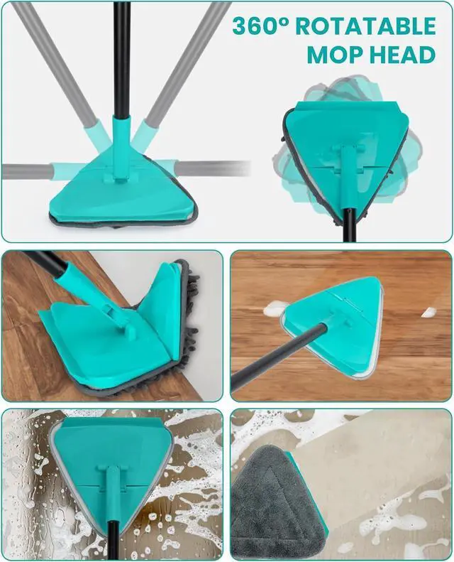 Alt view image 7 of 7 - MAVRIZ Wall Mop with 80" Long Handle Baseboard Cleaner Tool with 6 Replacement Microfiber Chenille Pads 360° rotatable Wall Cleaner Mop for Ceiling Window Floor