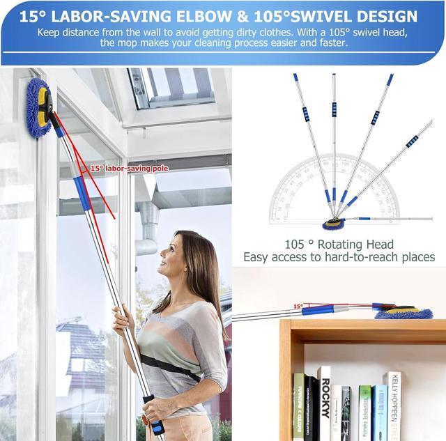 Alt view image 2 of 7 - Wall Cleaner,Wall Cleaner Mop Blue Mop for Walls Max 66 Wall Mop with Long Handle,Rotatable Adjustable Cleaning Mop,Ceiling Dust Mop,Wall Cleaning Tool for Walls/Baseboard/Floors, 66in Wall Cleaner