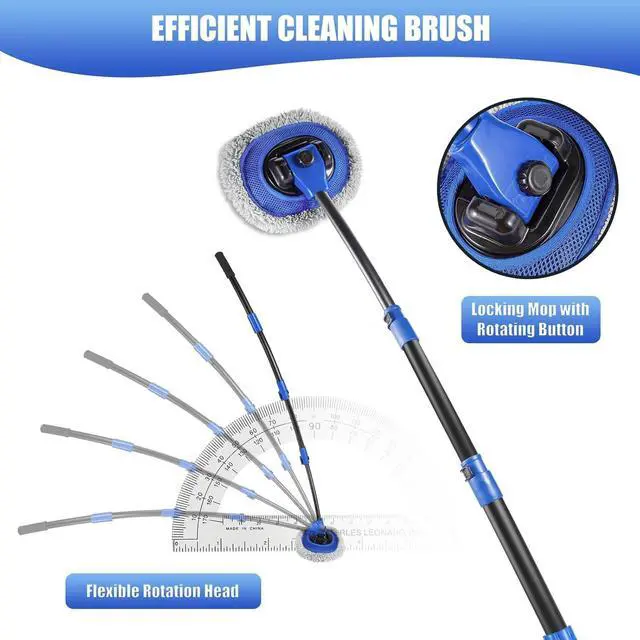 Alt view image 3 of 7 - Wall Cleaner Mop, Washer Mops with Long Handle for Cleaning Walls Baseboard Window High Cabinet Ceiling Floor, 15°Bend Labor-Saving Microfiber Dry Dust and Wet Wash Cleaning Mop with Replacement Pad
