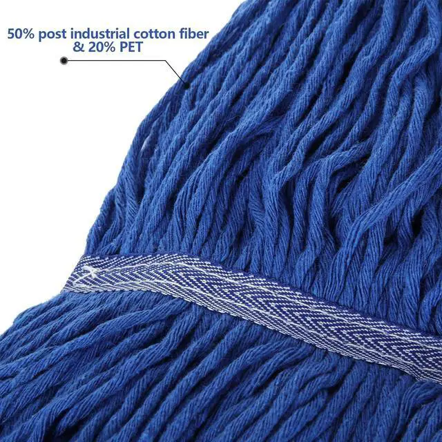 Alt view image 4 of 7 - 4Pcs Commercial String Mop Head, Loop-End Mop Head Replacement, Heavy Duty Mop Head Refills, 6 Inch Headband, Cotton Looped End Wet Cleaning Mop Refill for Home, Industrial and Commercial Use (Blue)