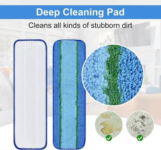 Alt view image 3 of 7 - 8 Pack Microfiber Cleaning Pad for Bona Mop Hardwood & Hard Surface Floors Dry and Wet Floor Cleaning - Includes 4 Microfiber Cleaning Pad, 2 Deep Clean Pads and 2 Dusting Pad - Dual Zone Cleaning