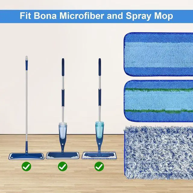 Alt view image 5 of 7 - 8 Pack Microfiber Cleaning Pad for Bona Mop Hardwood & Hard Surface Floors Dry and Wet Floor Cleaning - Includes 4 Microfiber Cleaning Pad, 2 Deep Clean Pads and 2 Dusting Pad - Dual Zone Cleaning