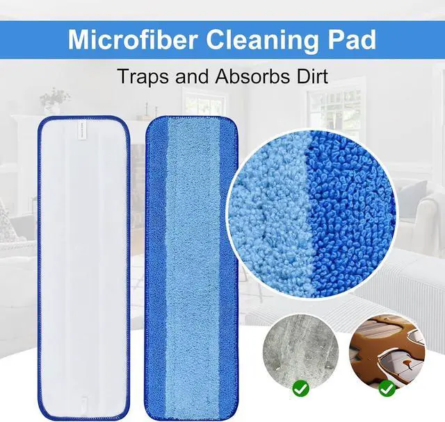 Alt view image 2 of 7 - 8 Pack Microfiber Cleaning Pad for Bona Mop Hardwood & Hard Surface Floors Dry and Wet Floor Cleaning - Includes 4 Microfiber Cleaning Pad, 2 Deep Clean Pads and 2 Dusting Pad - Dual Zone Cleaning