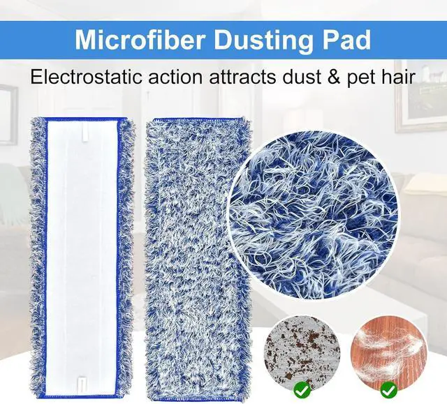 Alt view image 4 of 7 - 8 Pack Microfiber Cleaning Pad for Bona Mop Hardwood & Hard Surface Floors Dry and Wet Floor Cleaning - Includes 4 Microfiber Cleaning Pad, 2 Deep Clean Pads and 2 Dusting Pad - Dual Zone Cleaning