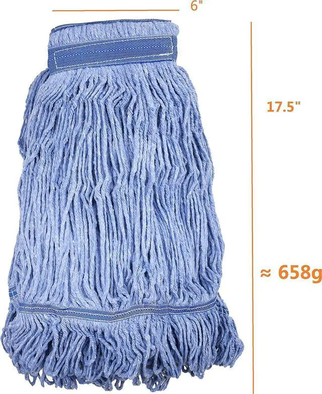 Alt view image 2 of 7 - Mop Head Replacement Commercial Heavy Duty String Blue Wet Mop Heads for 3 Typs Commercial Mop Handle(2,Large)