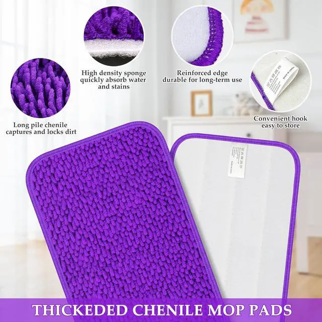 Alt view image 4 of 5 - Microfiber Mop Pads for Swiffer PowerMop: Papclean Wet Dry Mopping Pads Refill Floor Cleaner - 6 Pcs Reusable Cloths for 13" -15" Power Mop Wood Multi-Surface Floor Cleaning