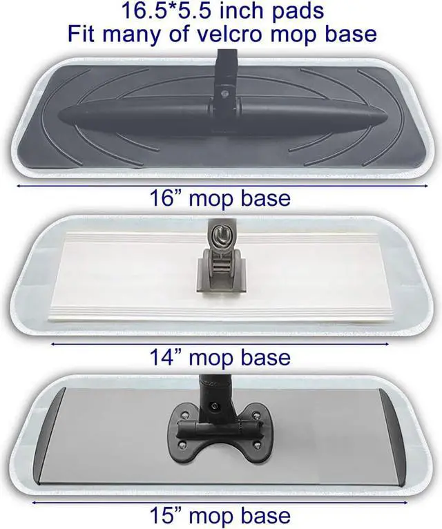 Alt view image 4 of 7 - Microfiber Mop Replacement Pads- 16.5''x5.5'' Wet Dry Floor Cleaning Pad Compatible with Bona Floor Care System, Reusable Mop Pad Refills Fit 14 to 16 Flat Mop - 6 Pack