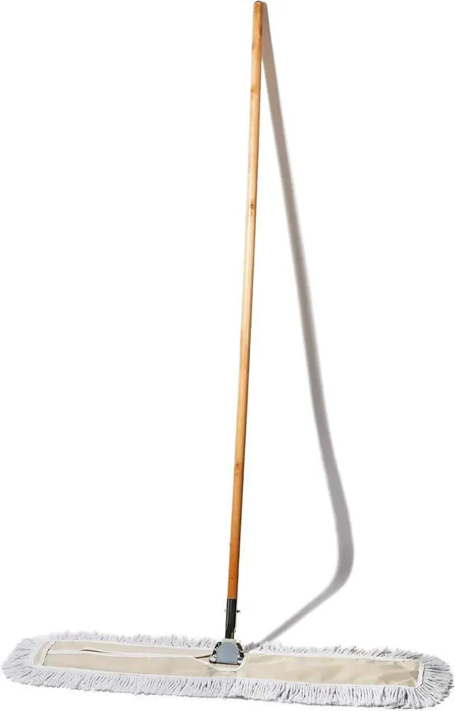 Alt view image 2 of 7 - Commercial Dust Mop & Floor Sweeper, 36 in. Dust Mop for Hardwood Floors, Cotton Reusable Dust Mop Head, Wooden Broom Handle, Industrial Dry Mop for Floor Cleaning & Janitorial Supplies