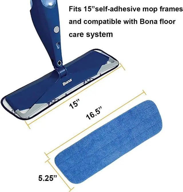 Alt view image 3 of 7 - 10 Pack Spray Mop Replacement Heads for Wet/Dry Mops, Reusable Microfiber Mop Pads Compatible with Bona Floor Care System - Blue