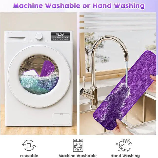 Alt view image 5 of 5 - 9 Pack Reusable Mop Pads Compatible with Swiffer PowerMop, Microfiber Mop Pads Refills Machine Washable, Durable, and Highly Absorbent Suitable for All Floor Types