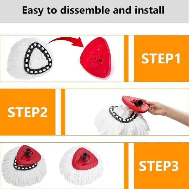 Alt view image 5 of 7 - 12Pack Spin Mop Replacement Heads,100% Microfiber Mop Head Replacement Compatible with Triangle Spin Mop, 360 Degree Spin Mop Refill for Easy House Cleaning Floor Mopping