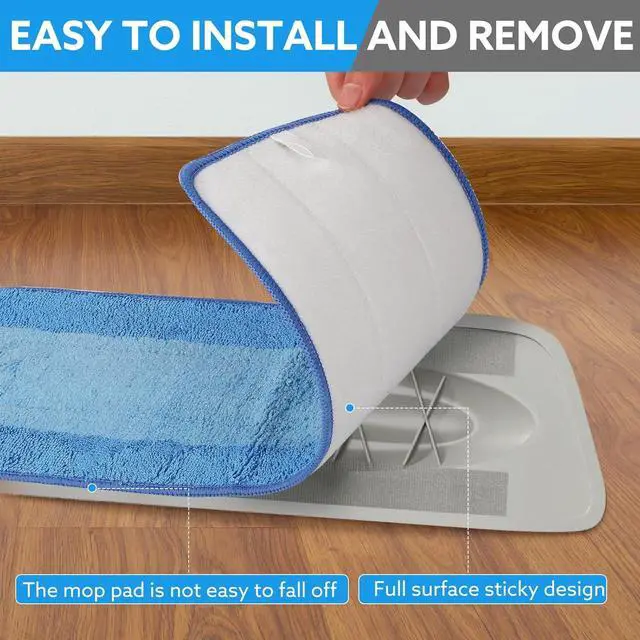 Alt view image 4 of 7 - 6 Pack Microfiber Cleaning Pads are Compatible with Bona Mop,18 Inch Replaceable Mop Pad Refill,Washable & Reusable Blue Microfiber Mop Pads for Hardwood and Hard-Surface Floors