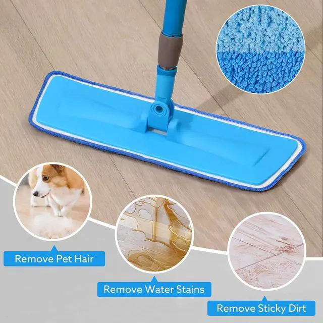 Alt view image 7 of 7 - 6 Pack Microfiber Cleaning Pads are Compatible with Bona Mop,18 Inch Replaceable Mop Pad Refill,Washable & Reusable Blue Microfiber Mop Pads for Hardwood and Hard-Surface Floors