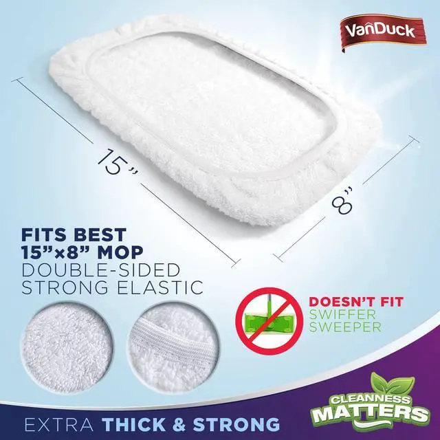 Alt view image 2 of 5 - 100% Cotton Pad Terry Cloth Mop Refills 15x8 inch (4-Pack)