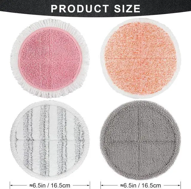 Alt view image 3 of 6 - Electric Mop Pads 6.5 inch: G700 & P700 Pink Spin Mop Replacement Pads Cordless Electric Mops for Floor Cleaning Scrubber Microfiber Round Scrub 8 Pack