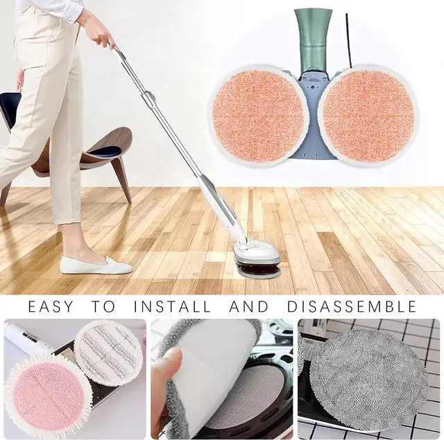 Alt view image 6 of 6 - Electric Mop Pads 6.5 inch: G700 & P700 Pink Spin Mop Replacement Pads Cordless Electric Mops for Floor Cleaning Scrubber Microfiber Round Scrub 8 Pack