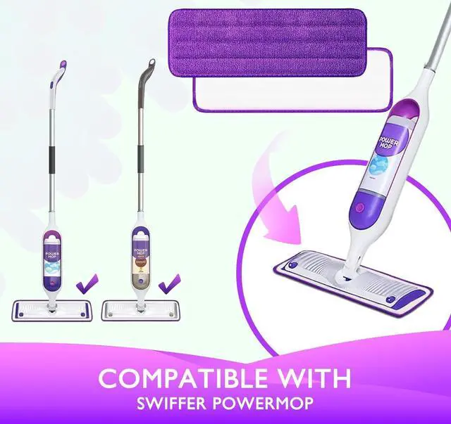 Alt view image 2 of 6 - Reusable Power Mop Refill Pads Compatible with Swiffer PowerMop Mop - Power Mop Pads Refill - Washable Microfiber Pads for Multi-Surface Floor Cleaning, 5 Pack