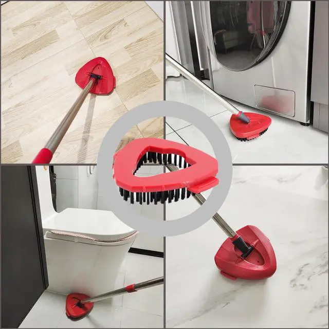 Alt view image 5 of 6 - Scrub Brush with 58" Long Handle Floor Brush Head Compatible with Spin Mop 1 Tank System Deck Brush Floor Scrubber Brush Stiff Bristle Brush Cleaning Brush for Bathroom, Kitchen, Tub, Carpet, Tile