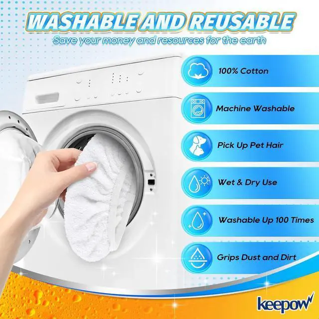 Alt view image 3 of 7 - KEEPOW Reusable Mop Pads Compatible with O Cedar Hardwood Floor'N More Microfiber Mop, Mop Refill Heads Replacements for Wet and Dry Use, 15x8 Inch, 6 Pack