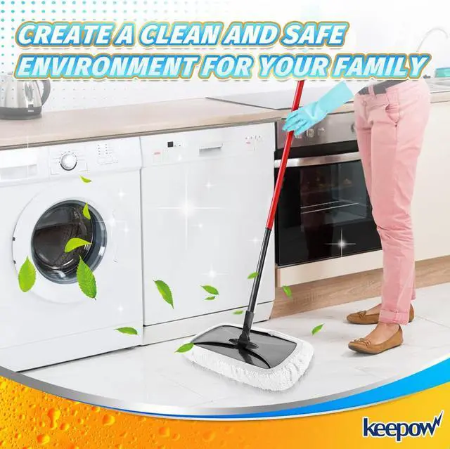 Alt view image 7 of 7 - KEEPOW Reusable Mop Pads Compatible with O Cedar Hardwood Floor'N More Microfiber Mop, Mop Refill Heads Replacements for Wet and Dry Use, 15x8 Inch, 6 Pack