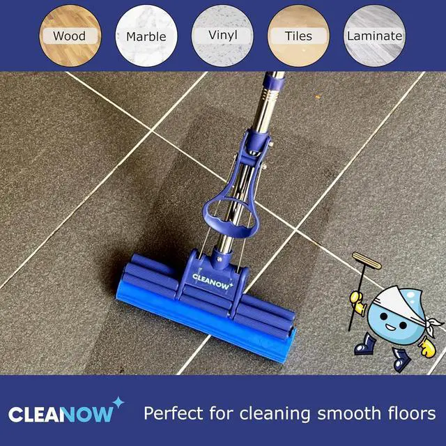 Alt view image 5 of 7 - OneTouch GO! Floor Cleaner, Floor Mops, Wring Mop, Mop with Wringing Function - Sponge mop for Cleaning Floors- with PVA Sponge and Stainless Steel mop Handle