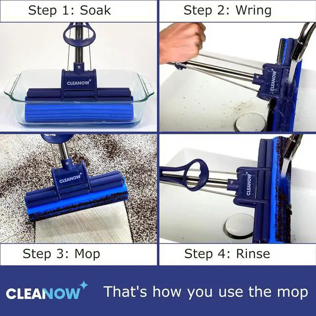 Alt view image 3 of 7 - OneTouch GO! Floor Cleaner, Floor Mops, Wring Mop, Mop with Wringing Function - Sponge mop for Cleaning Floors- with PVA Sponge and Stainless Steel mop Handle