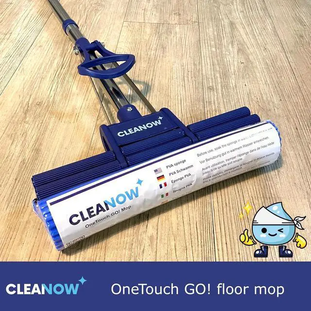 Alt view image 6 of 7 - OneTouch GO! Floor Cleaner, Floor Mops, Wring Mop, Mop with Wringing Function - Sponge mop for Cleaning Floors- with PVA Sponge and Stainless Steel mop Handle