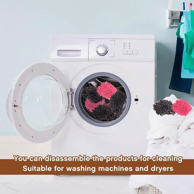 Alt view image 6 of 6 - HooLing 2 Pairs Mop Slippers Microfiber Cleaning Dusting Unisex House Washable Mopping Slipper Household Tools for Wood Floor Dust Dirt Tool (Men's 7-9, Women's 8-10,Gray, Pink)