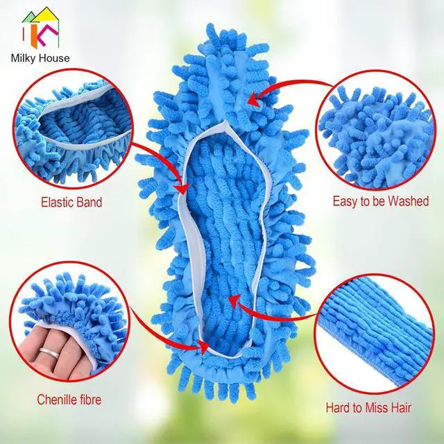 Alt view image 4 of 7 - 10 Pieces Microfiber Mop Slippers Shoes Cover Soft Washable Reusable Floor Polishing Dust Dirt Hair Men Women Sweeper Cleaning Mop Tool for House Office Bathroom Kitchen, Multicolored 5 Pairs