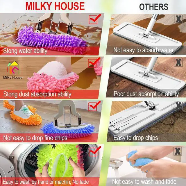 Alt view image 7 of 7 - 10 Pieces Microfiber Mop Slippers Shoes Cover Soft Washable Reusable Floor Polishing Dust Dirt Hair Men Women Sweeper Cleaning Mop Tool for House Office Bathroom Kitchen, Multicolored 5 Pairs