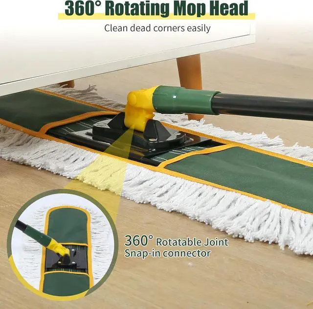 Alt view image 4 of 7 - 36" Commercial Dust Mop for Floor Cleaning with Replacement Mop Pads, Heavy Duty Industrial Large Floor Wet Dry Mop for Cleaning Office Garage Hardwood Warehouse Factory Mall