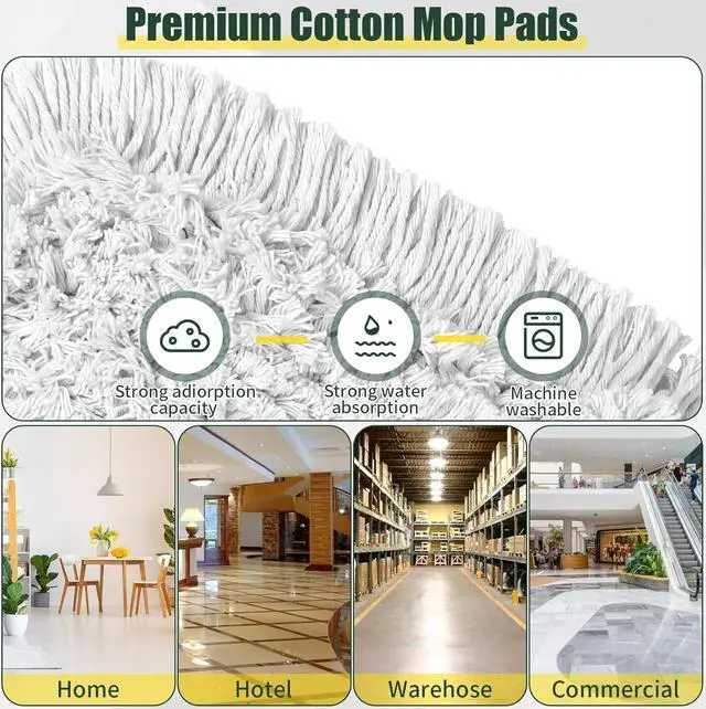 Alt view image 5 of 7 - 36" Commercial Dust Mop for Floor Cleaning with Replacement Mop Pads, Heavy Duty Industrial Large Floor Wet Dry Mop for Cleaning Office Garage Hardwood Warehouse Factory Mall