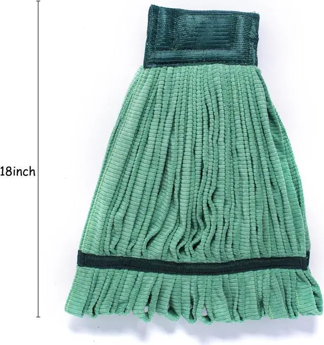 Alt view image 2 of 7 - 18" Large Microfiber Wet Mop Head Replacement Pack of 2 | for Commercial and Industrial Use (Green)