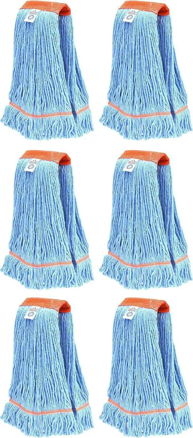 Main image of Nine Forty 6-Pack Industrial and Commercial-Grade Looped End Wet Mop Head Refill - Heavy Duty 20 Inch 4-Ply Premium Synthetic Yarn - for Optimal Absorption and Durability - Blue (6 Pack, Large)