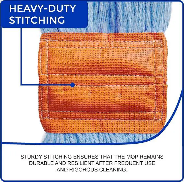 Alt view image 4 of 7 - Nine Forty 6-Pack Industrial and Commercial-Grade Looped End Wet Mop Head Refill - Heavy Duty 20 Inch 4-Ply Premium Synthetic Yarn - for Optimal Absorption and Durability - Blue (6 Pack, Large)