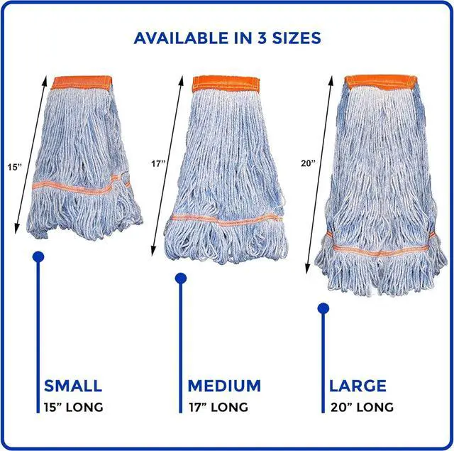 Alt view image 7 of 7 - Nine Forty 6-Pack Industrial and Commercial-Grade Looped End Wet Mop Head Refill - Heavy Duty 20 Inch 4-Ply Premium Synthetic Yarn - for Optimal Absorption and Durability - Blue (6 Pack, Large)