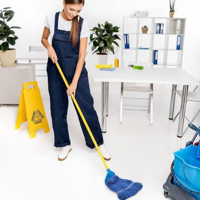 Alt view image 4 of 7 - Nuogo 6 Pieces Commercial Mop Head Replacement Floor Cleaning Wet Mop Heads Wet Mop Head Refills Heavy Duty Commercial Mop for Home Industrial Commercial Cleaning (Blue)