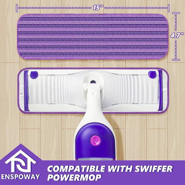 Alt view image 2 of 5 - Reusable Mop Refills Pads for Swiffer PowerMop, 8 Pack Power Mop Refill Pads Microfiber Power Mop Pads Washable 15 Wet Pads Mopping Cloths for Multi-Surface & All Types of Floors, Purple